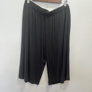 Joyspun Capri Pants Womens Large Black Solid with Draw Strings Comfy Cozy Fall